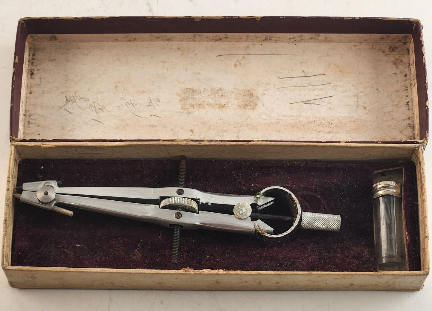 Vintage Compass Instrument Optical Drawing Drafting Tool w/ Original Case
