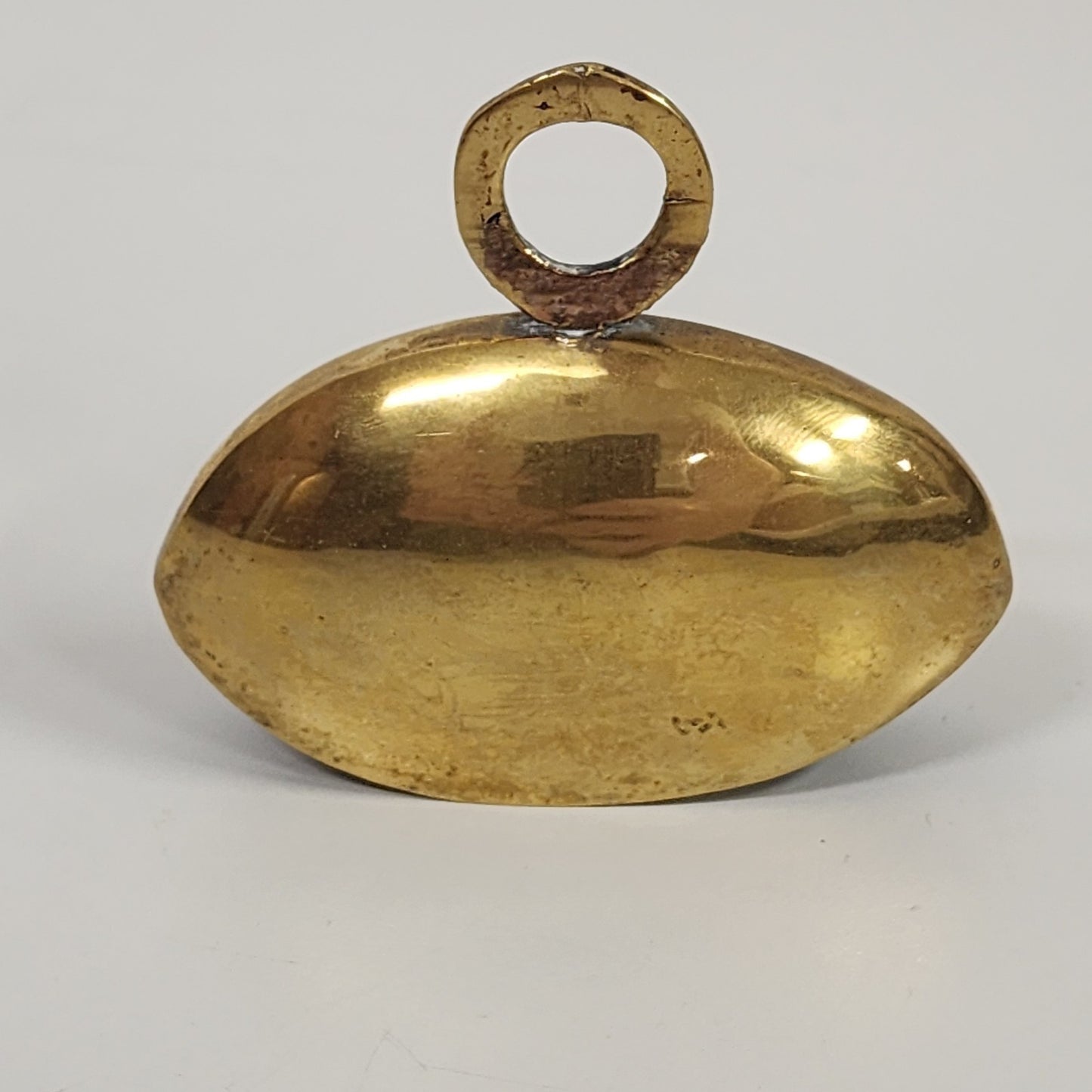 Shiny Brass Gold Tone Asymmetrical Temple Fasting Bell with Ring Handle 3"x2.5"