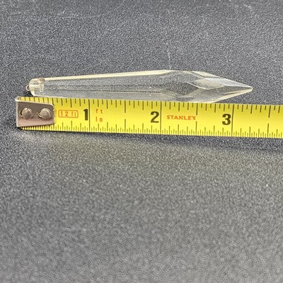 2 Rock Icicle Spear Crystal Glass For Chandelier Prisms Wire Connectors 3.35”