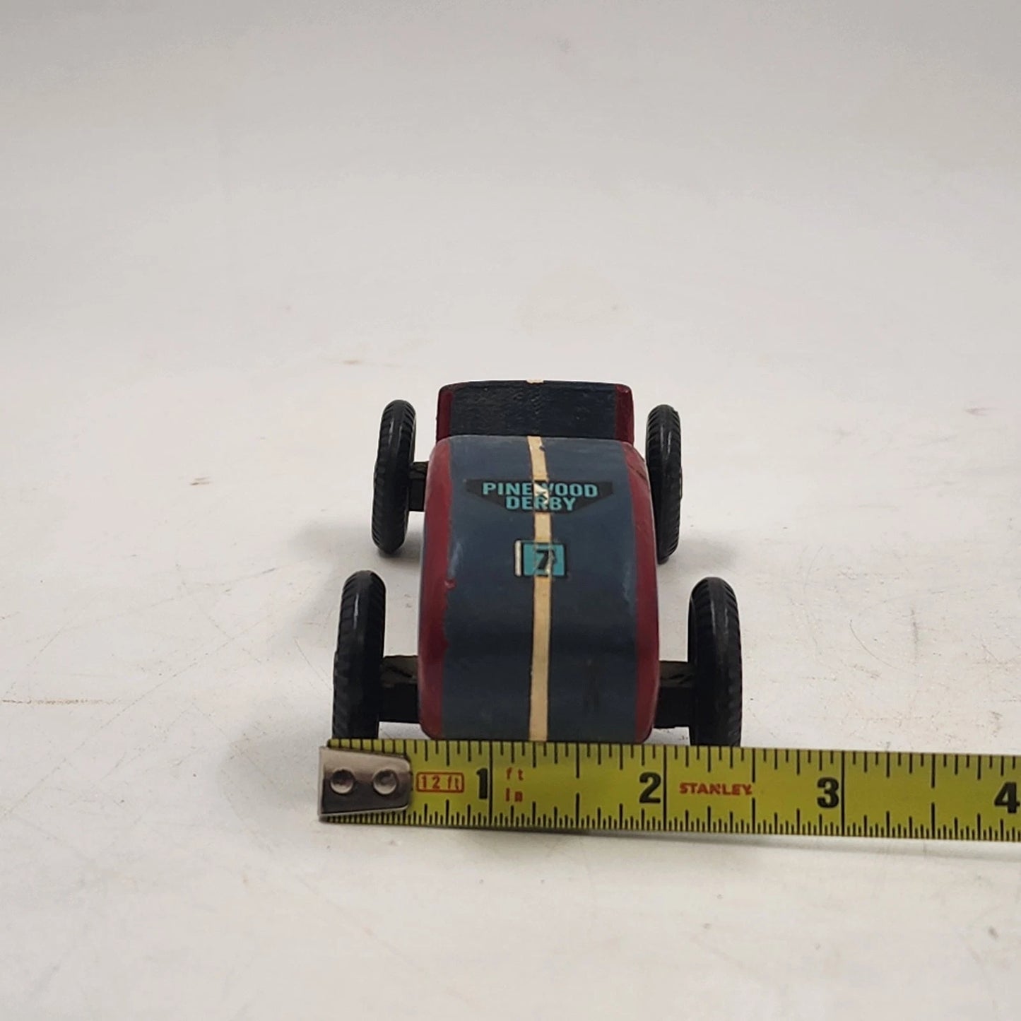 Pinewood Derby Car Blue Drifter Handmade Wood Racer Boy Scout USA 1980s Vintage