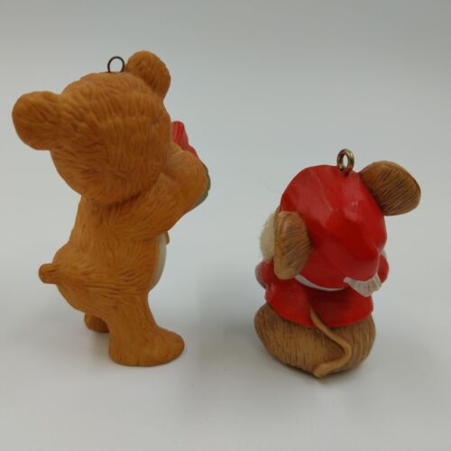 Set of 2 Hallmark Keepsake Christmas Ornaments – 1984 Santa Mouse & Cinnamon Bear – Vintage Holiday Collectibles with Original Boxes