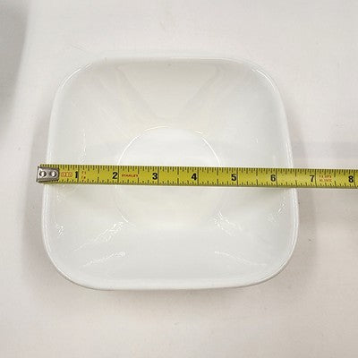 6 Corelle Vitrelle Scandia White 6.5" Square Soup Cereal Bowls Oven Safe