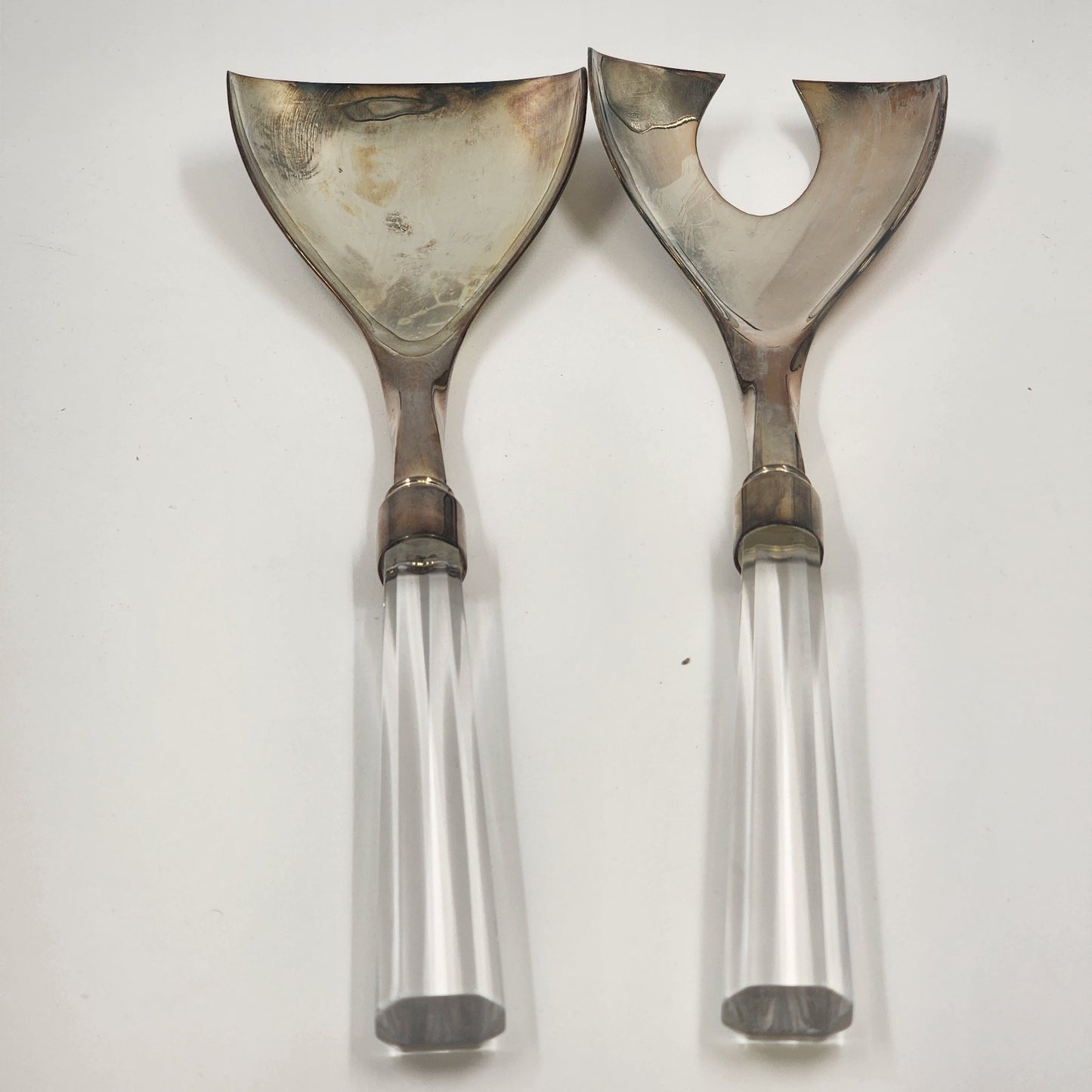 Lenox Ovations Salad Fork & Spoon Utensils Minimalist Stainless Crystal Handles
