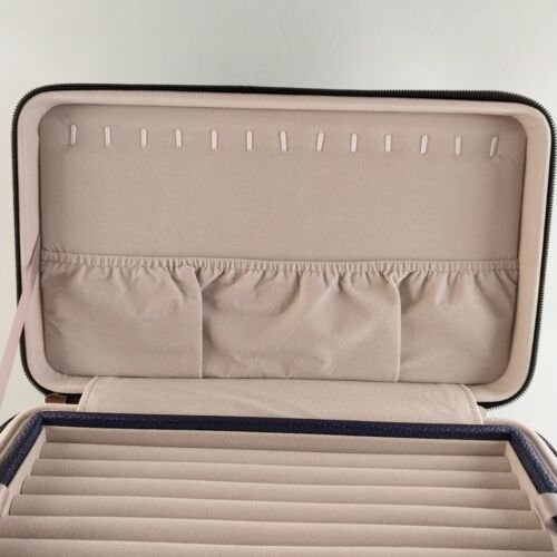 Jewelry Case Travel Handmade PU Leather Velvet 3 Layer Tray Organizer Display