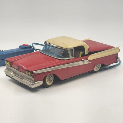 Nomura Red 1959 Ford Skyline Diecast Car 11" Battery Op Japan Vintage