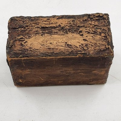 Hand Carved Wooden Jewelry Trinket Box Early American Couple Design 6"x4"