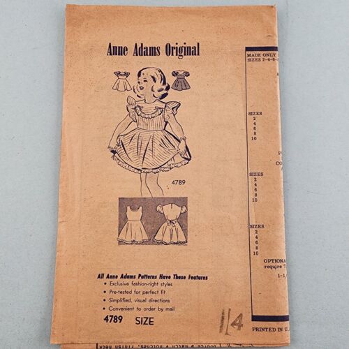 Anne Adams 4789 Vintage Sewing Pattern 1940's Toddler Girls Fancy Frilly Dress