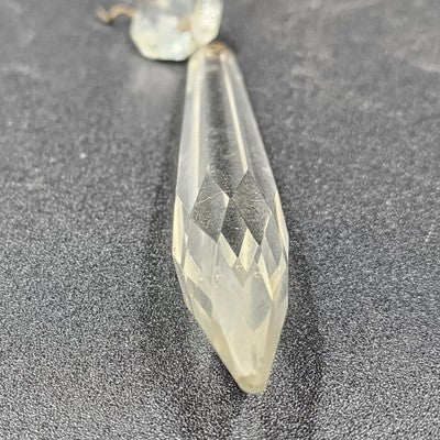 2 Icicle Spear Crystal Faceted Glass Prisms 3.4" w Octagon Accent Wire Connector