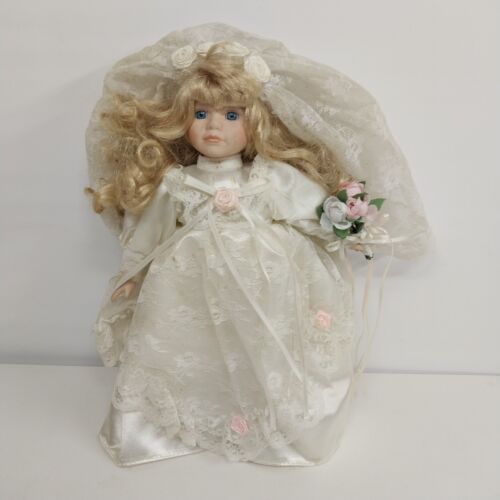 Soft Expressions Porcelain Doll Wedding Dress Tall Curly Blonde Hair 12"