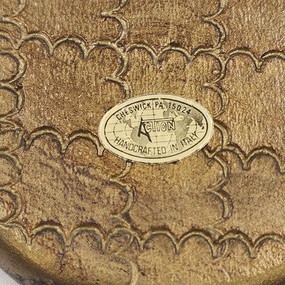 Set of 3 Italian Toleware Coasters Gold Burnt Umber Pale Blue Handcrafted Italy 3.5"