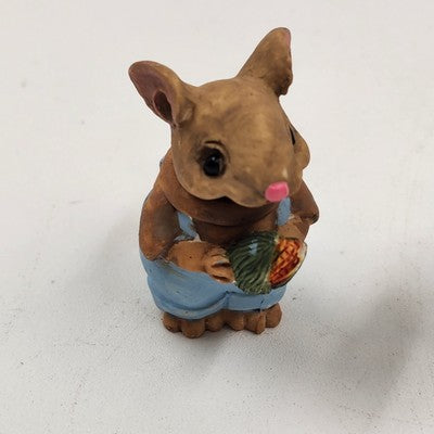 8 pcs Mini Mice Mouse Miniature Tea Set 4" Resin Vintage 1990s Collectible China