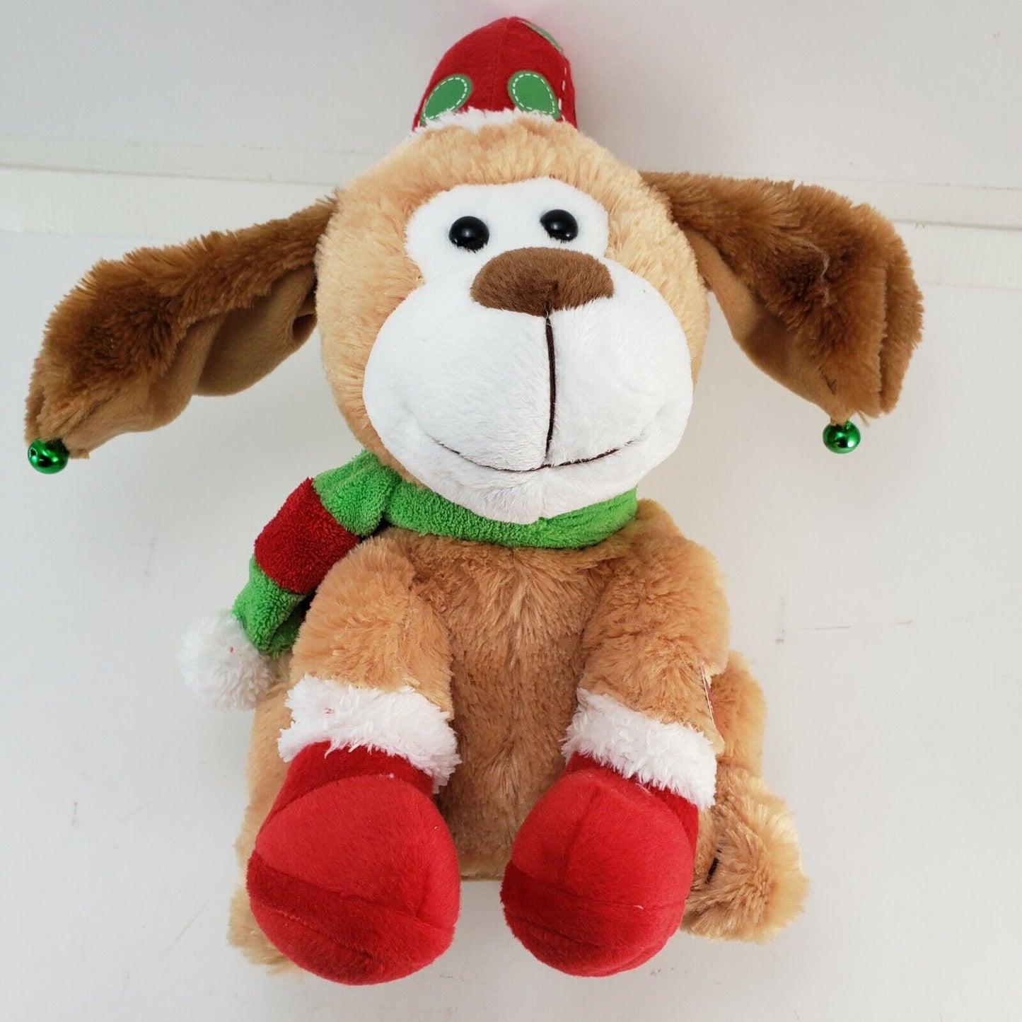 Animated Christmas Plush Dog Sings I Feel Good Sound N Light Animatronics 2010