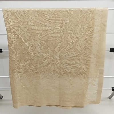 Gold Beige Lace Fabric Tablecloth Cover with Palm Tree Design Motif 34" Square