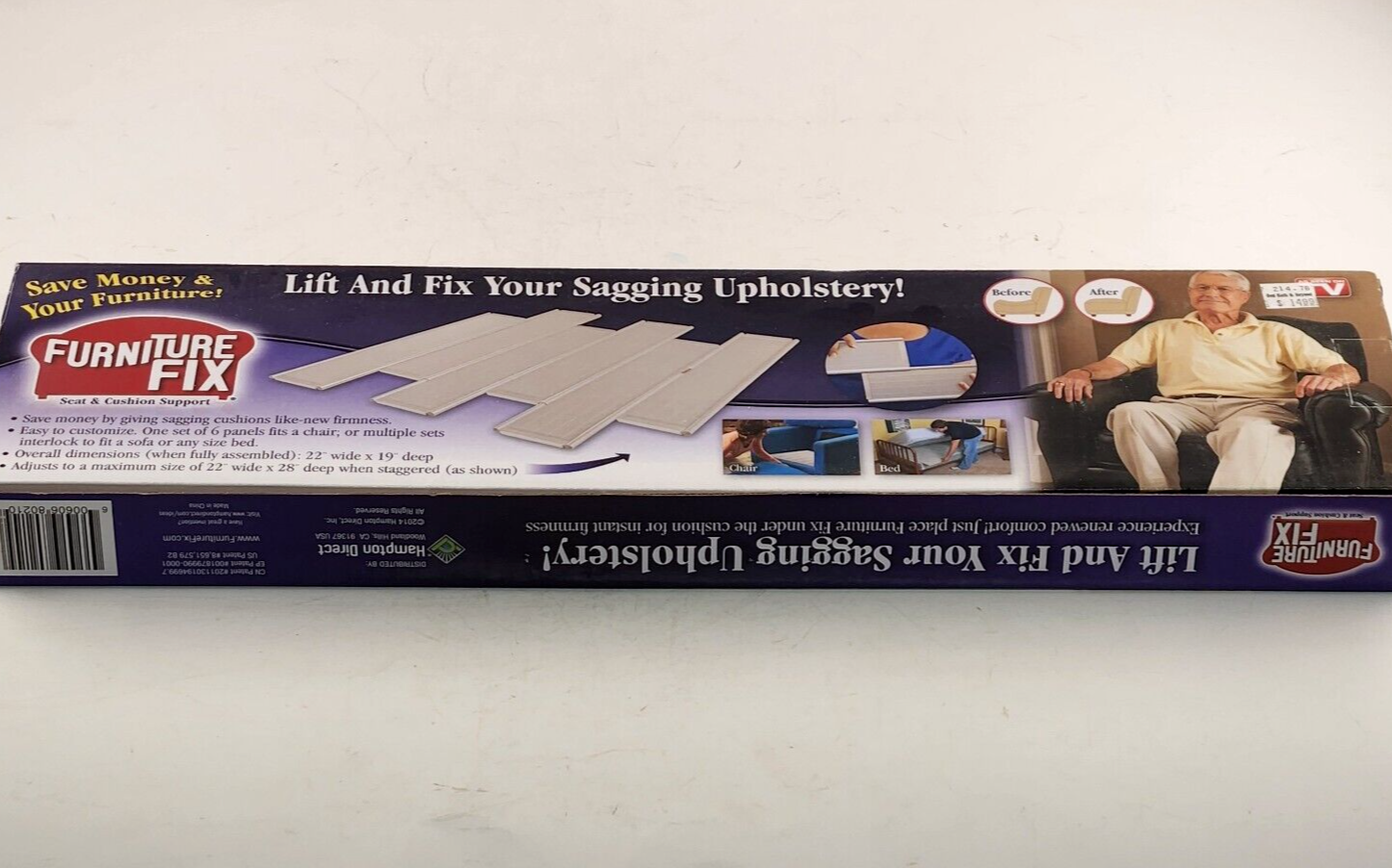 Furniture Fix Seat Cushion Support As Seen On TV Max 22"x28" Sofa Chair Saver