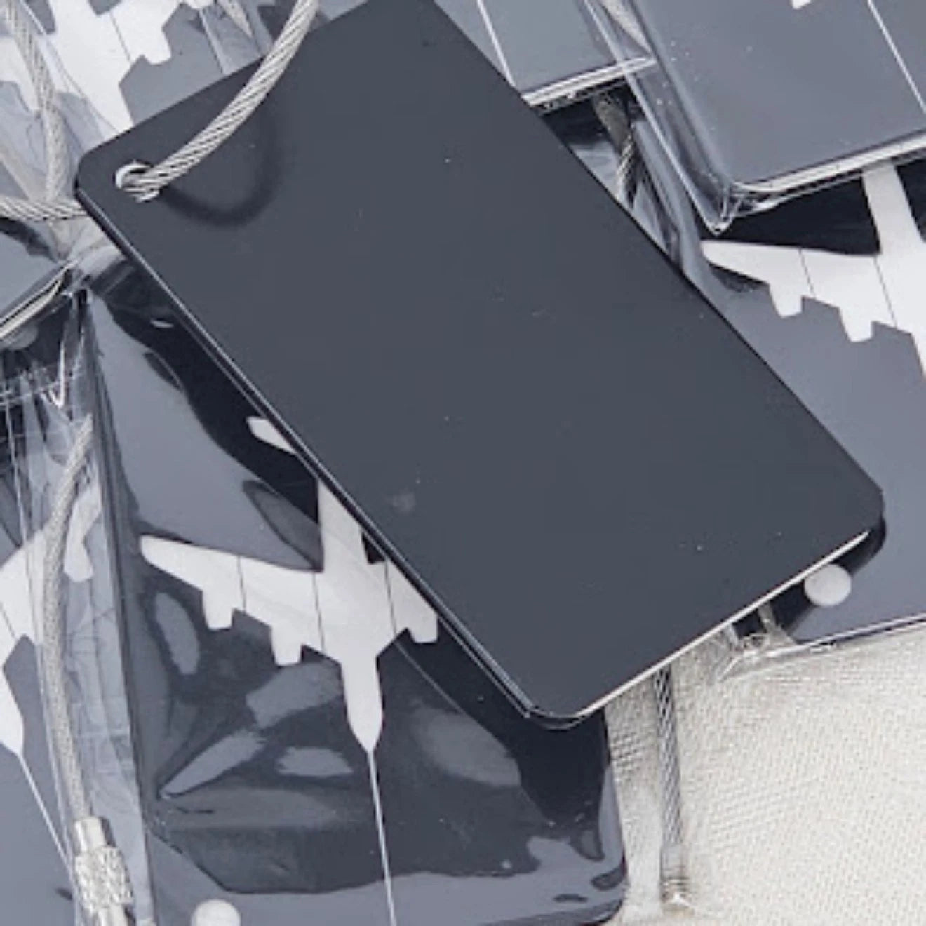 Black Luggage Tags Aluminum 10 Pc Travel ID Metal 3" Twist Cable Loop Lock