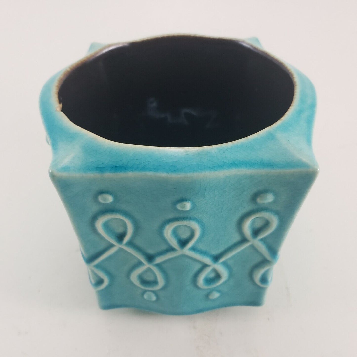 Red Wing Pottery USA Planter 1278 Aqua Turquoise Color Vintage Mid Century 4"x4"