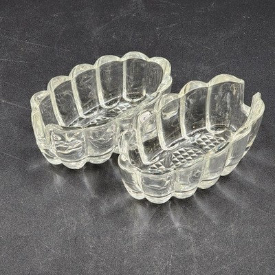 2 Princess House 438 Crystal Utensil Holders Buffet Server Spoon Fork Rests