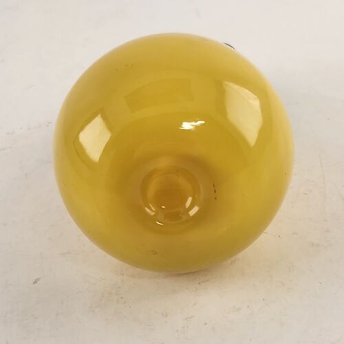 Art Glass Yellow Pear Green Stem Hand Crafted Decorative Vegetable 4.75" Tall