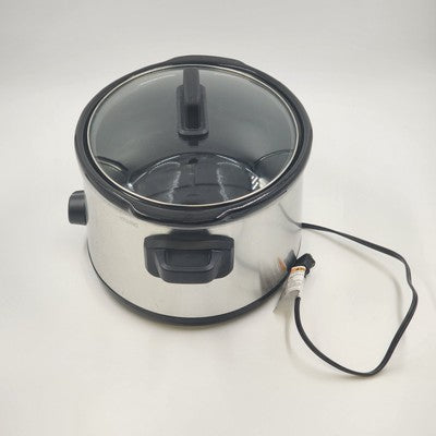 Hamilton Beach Portable Slow Cooker Crock Pot 6 Quart Black Silver 33665 10"x7"