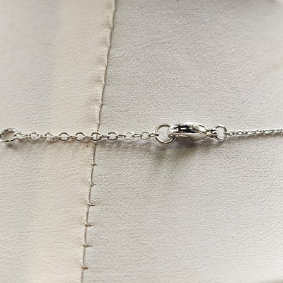 Silver Tone Chain with Heart Faceted Crystal Rhinestone Pendant Necklace 9.5"