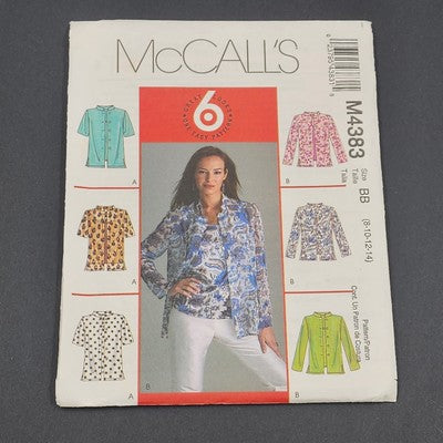 McCall's M4383 Vtg Sewing Pattern 2004 Uncut Miss Shirts Tops Petite Sz BB 8-14