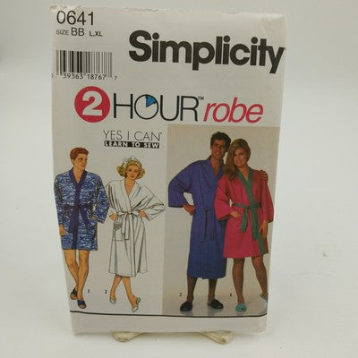 Simplicity 0641 Sewing Pattern 2 Hour Robe Kimono Unisex Uncut BB L XL