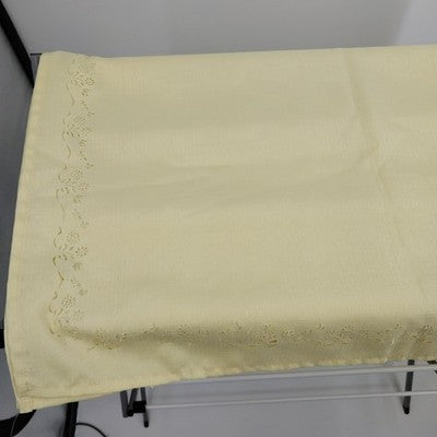 Yellow Polyester Tablecloth 82"x56" Rectangular Laser Cut Floral Edge Design