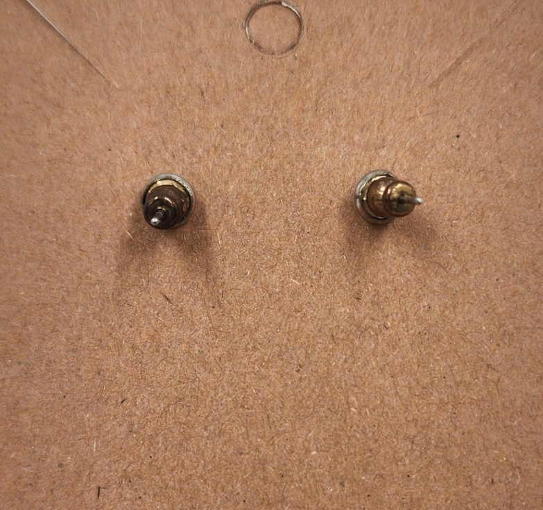 Roman Pierced Drop Clear Pave Rhinestone Gold Tone Arched Earrings Push Back VTG