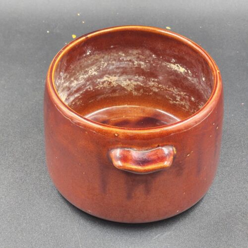 West Bend Glossy Brown Ceramic Bean Pot Pottery 7”x5" No Lid USA