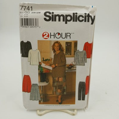 Simplicity 7741 Vtg Sewing Pattern Uncut Misses Top Midi Skirt Size 26W-32W 1997