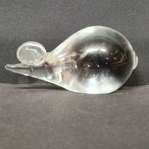 Art Glass Mouse Clear Hand Blown Paperweight Figurine 4" Long Vintage