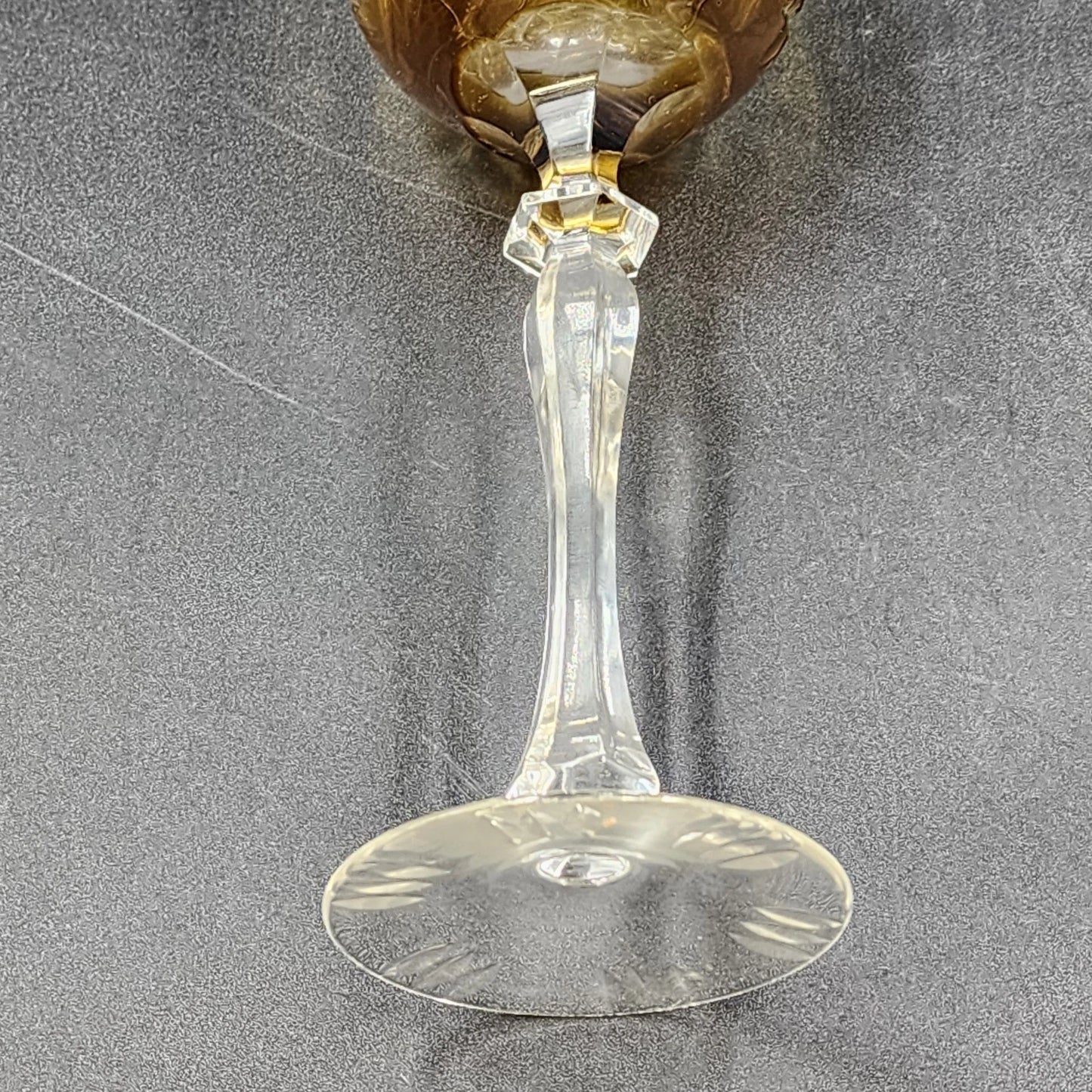 4 Bohemian Cordial Glasses Crystal Cut-to-Clear Wine Hocks 8.75" Multi-Color