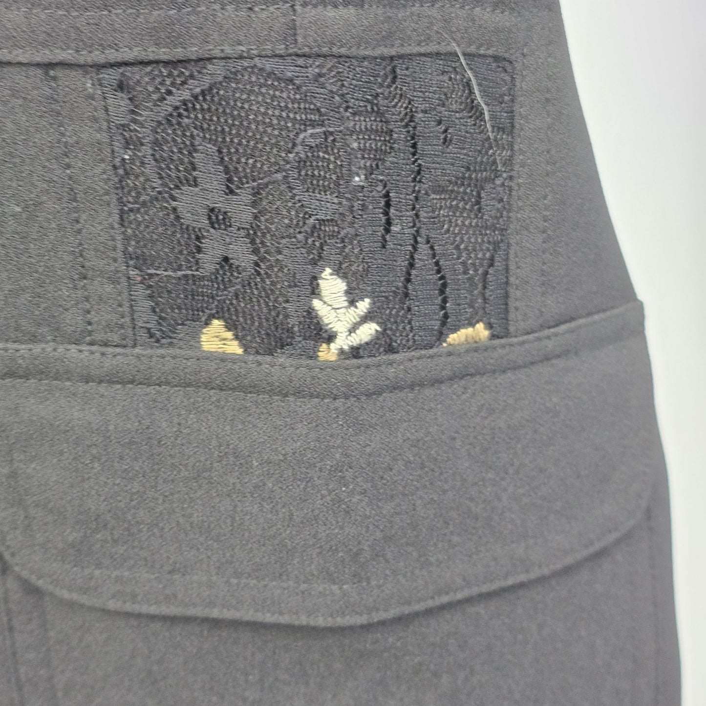 Knox Rose Gray Jogger Casual Cargo Pants Embroidered Floral Elastic Waist Large