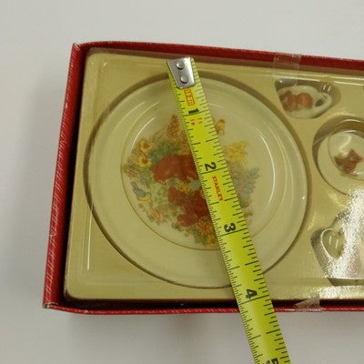 10pc Mini Tea Set Porcelain Floral Bears Collectible w/ Box 4"