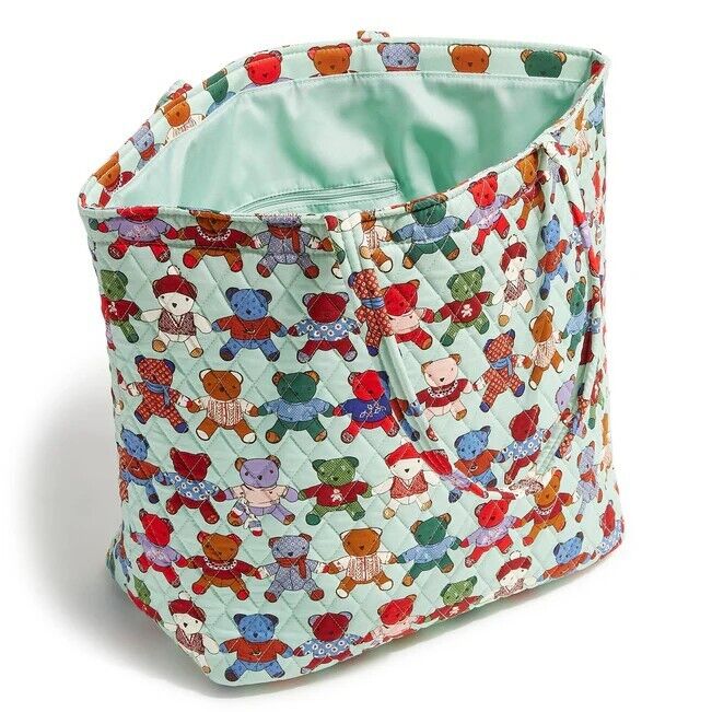Vera Bradley Toasted Teddies Teddy Bear Grand Tote Market Bag 14" NEW Cotton