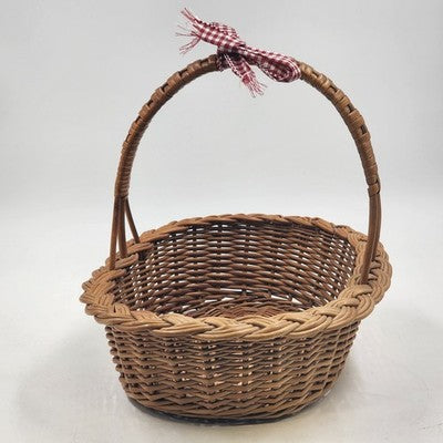 French Wicker Woven Gathering Basket Picnic Basket with Handle Farmhouse Cottage