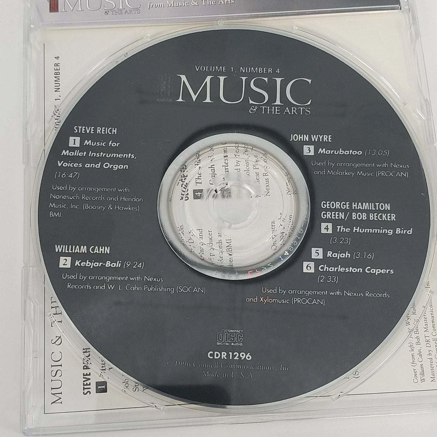 Music & The Arts Vol 1 No 4 CD Steve Reich Music for Mallet Instruments & Organ