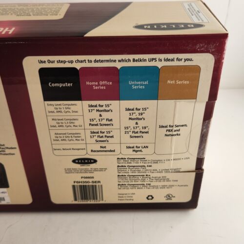 Belkin Home Office UPS Emergency Battery Backup 350VA Open Box NOS