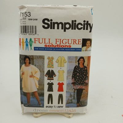 Simplicity 7153 Sewing Pattern Uncut Jacket Dress Top Pants FF 18W-24W