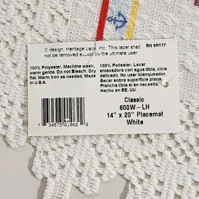 Set of 2 Heritage Lace Nautical Lighthouse Placemats 14"x20" White Polyester NWT