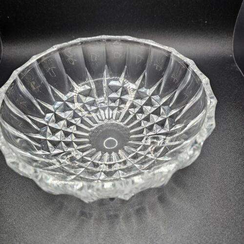 Nachtmann Crystal Bowl Covered 3 Pedestal Feet Diamond Point Pattern