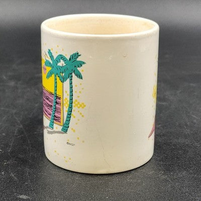 Myrtle Beach White Coffee Mug Cup 3.75" Vacation Souvenir Ocean Palm Tree Handle