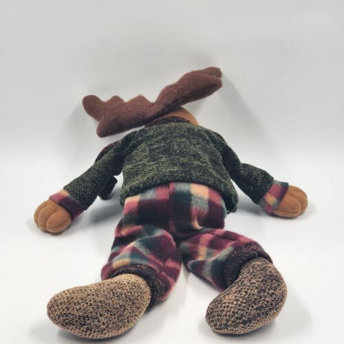 Christmas Plush Well Dressed Moose Shelf Sitter 20" Long Antlers to Hoof No Tags