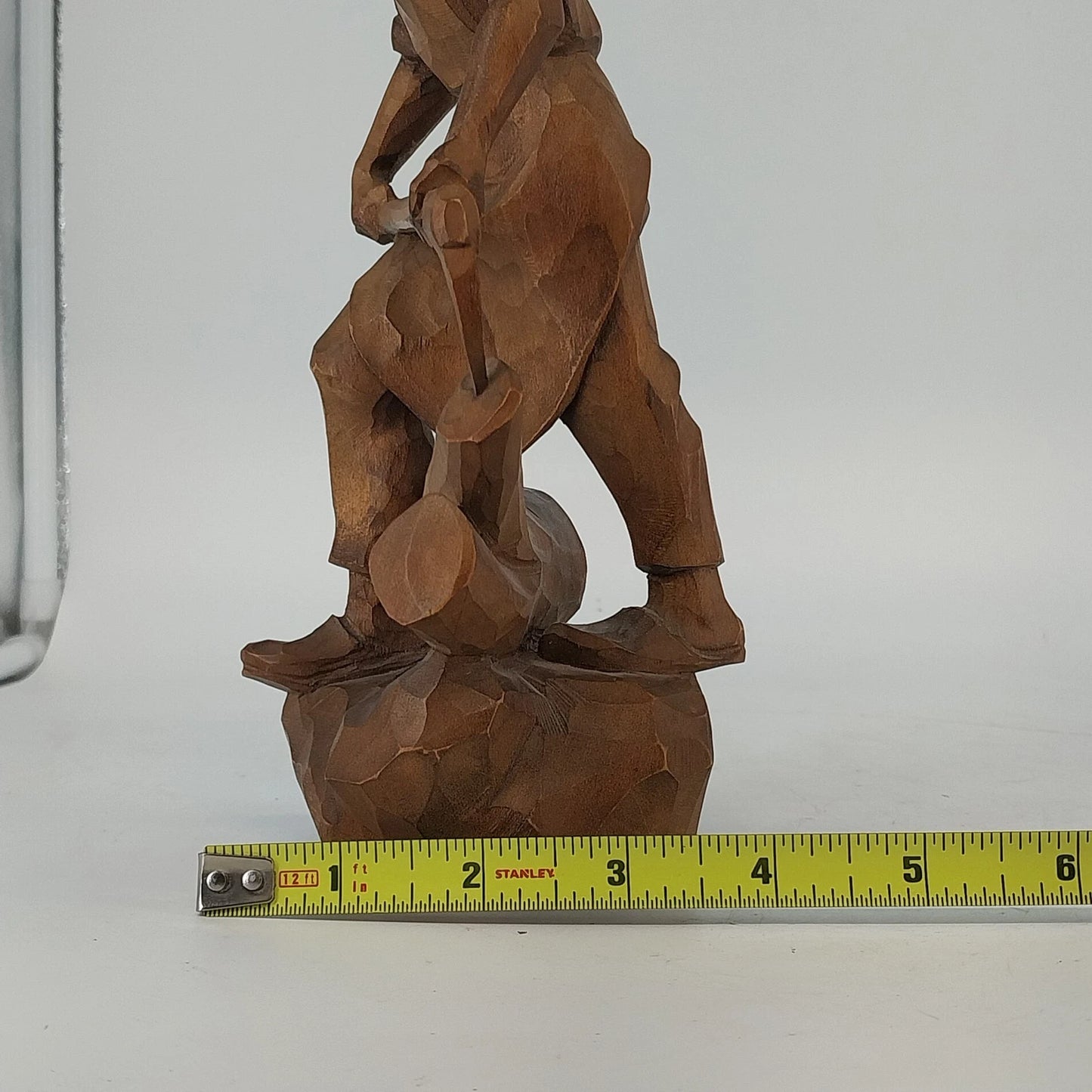 Hand Carved Natural Wood Man Woodcutter Lumberjack Figure 9" Folk Art Sculpture