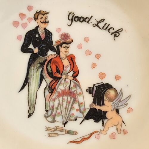 Vintage Dresser Plate Tray Victorian Couple Baby Angel Camera Love Scene