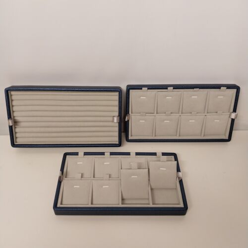 Jewelry Case Travel Handmade PU Leather Velvet 3 Layer Tray Organizer Display