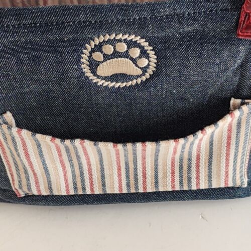 2007 Boyds Bear Club Collection Denim Tote Bag Plastic Insert Striped Lining 7"H