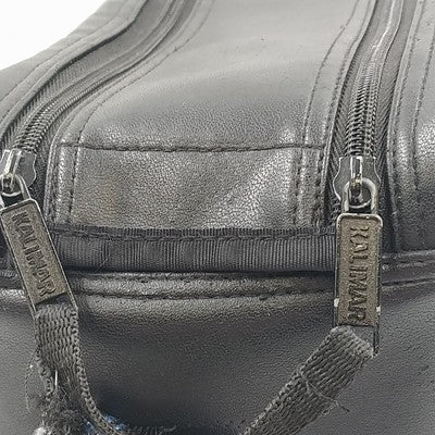 Kalimar Black Leather Camera Bag 10"x7"x7" Side Pockets & Shoulder Strap Vintage