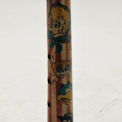 Metal Tin Lithographed Horn Vintage Kazoo 6.75"x2" with Comic Animal Characters