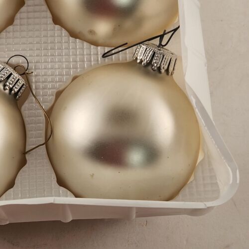 Christmas by Krebs Ornaments in Box Silver White Pearl Satin Crown Top 6 pk 2.5"